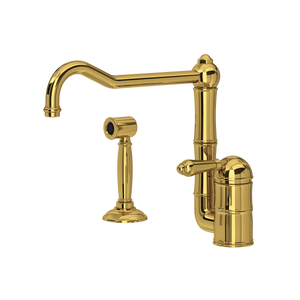 Acqui Extended Spout Kitchen Faucet With Side Spray - Unlacquered Brass | A3608/11LMWSULB-2