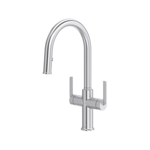 Authentica™ Two Handle Pull-Down Kitchen Faucet With C-Spout - Stainless Steel | Model Number: AU801SS