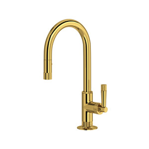 Graceline® Pull-Down Bar/Food Prep Kitchen Faucet With C-Spout - Unlacquered Brass | Model Number: MB7930SLMULB-2