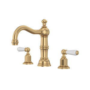 Edwardian Widespread Lavatory Faucet With Column Spout - Satin English Gold | U.3720L-SEG-2