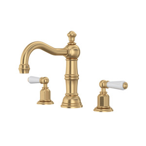 Edwardian™ Widespread Lavatory Faucet With Column Spout - Satin English Gold | Model Number: U.3720L-SEG-2