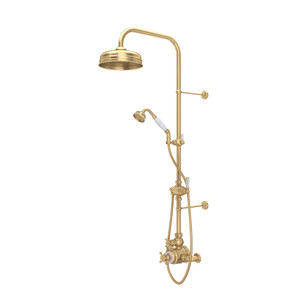 Edwardian™ 3/4" Exposed Wall Mount Thermostatic Shower System - Satin English Gold | Model Number: U.KIT1NX-SEG