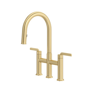 Authentica™ Bridge Pull-Down Kitchen Faucet With C-Spout - Satin Brass US4 | Model Number: AU400US4