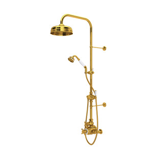 Edwardian™ 3/4" Exposed Wall Mount Thermostatic Shower System - Unlacquered Brass | Model Number: U.KIT1NX-ULB