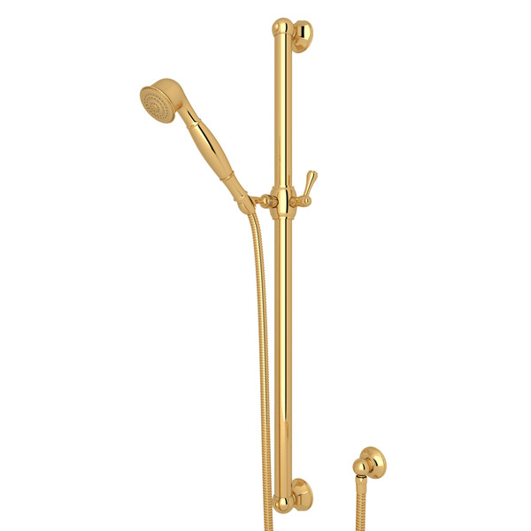 18 Inch Palladian Decorative Grab Bar Set with Single-Function Handshower Hose and Outlet - Italian Brass | Model Number: 1281IB - Product Knockout