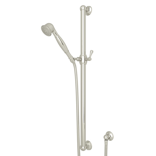 18 Inch Palladian Decorative Grab Bar Set with Single-Function Handshower Hose and Outlet - Polished Nickel | Model Number: 1281PN - Product Knockout