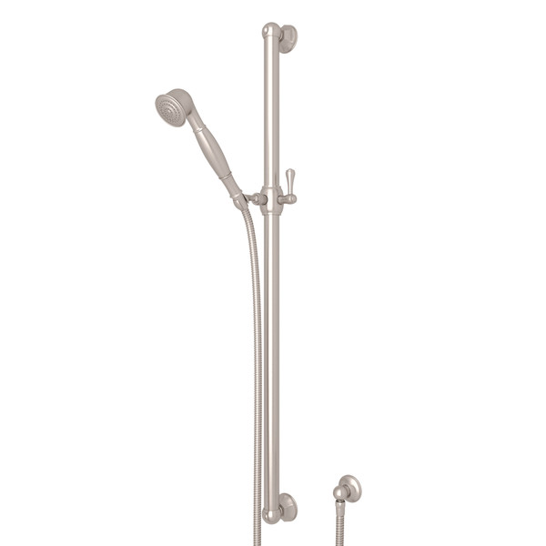 42 Inch Palladian Decorative Grab Bar Set with Single-Function Handshower Hose and Outlet - Satin Nickel | Model Number: 1284STN - Product Knockout