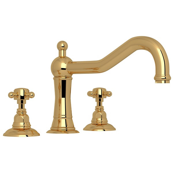 Acqui 3-Hole Deck Mount Column Spout Tub Filler - Italian Brass with Cross Handle | Model Number: A1414XMIB - Product Knockout