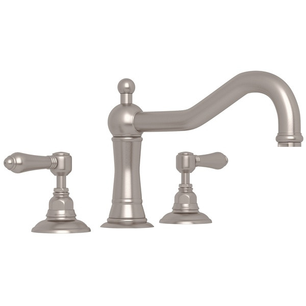 Acqui 3-Hole Deck Mount Column Spout Tub Filler - Satin Nickel with Metal Lever Handle | Model Number: A1414LMSTN - Product Knockout