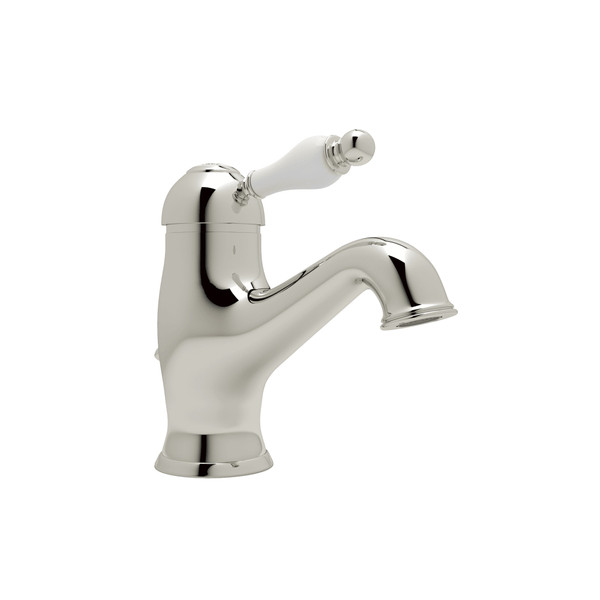 Arcana Single Hole Single Lever Bathroom Faucet - Polished Nickel with Ornate White Porcelain Lever Handle | Model Number: AY51OP-PN-2 - Product Knockout
