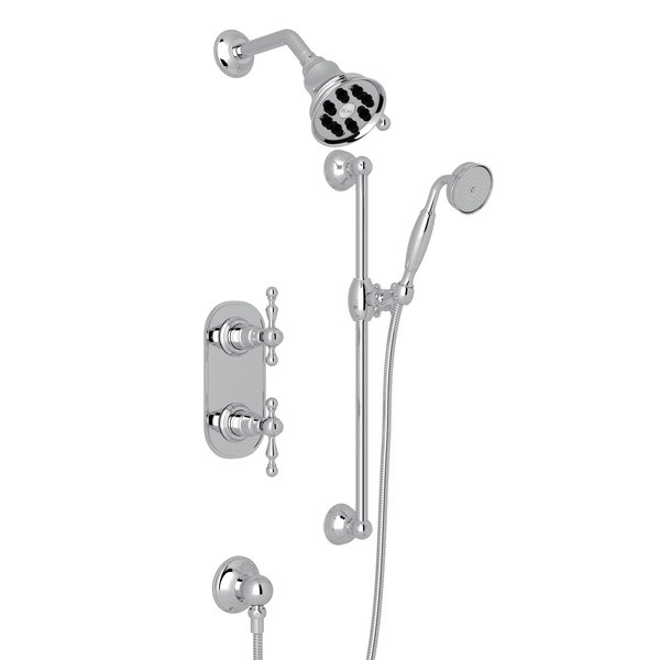 Arcana Thermostatic Shower Package - Polished Chrome with Ornate Metal Lever Handle | Model Number: ACKIT50EL-APC - Product Knockout