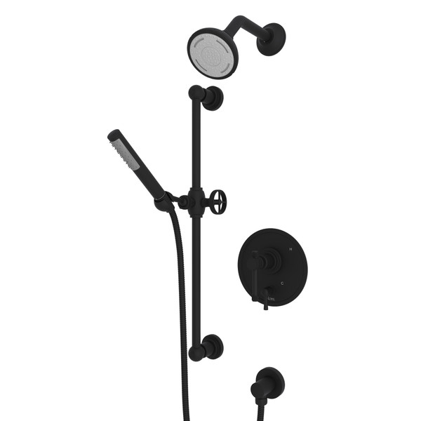 Campo Pressure Balance Shower Package - Matte Black with Industrial Metal Lever Handle | Model Number: CMKIT230NIL-MB - Product Knockout