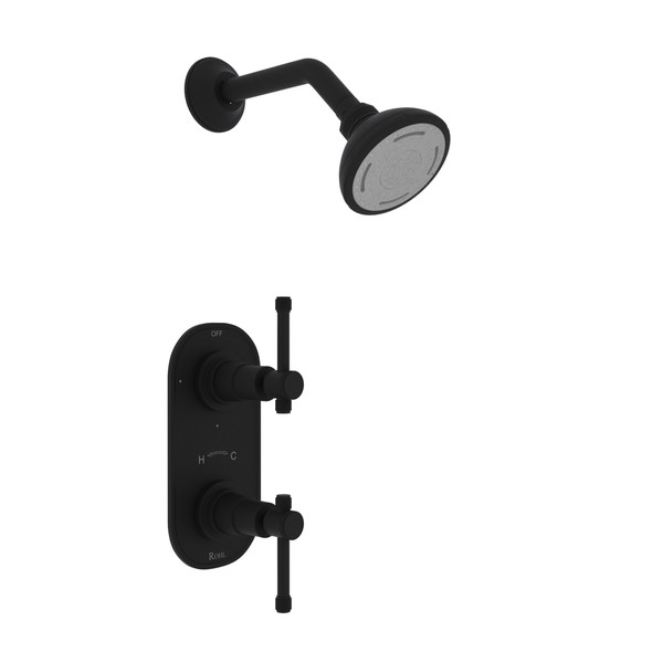 Campo Thermostatic Shower Package - Matte Black with Industrial Metal Lever Handle | Model Number: CMKIT51IL-MB - Product Knockout