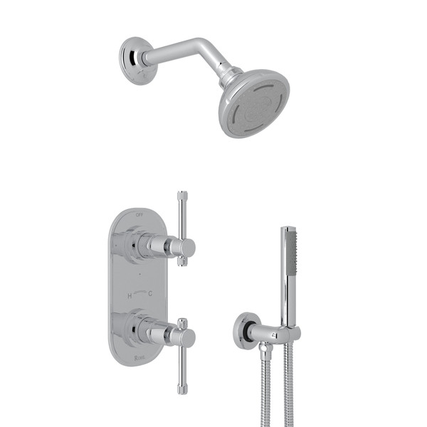 Campo Thermostatic Shower Package - Polished Chrome with Industrial Metal Lever Handle | Model Number: CMKIT55IL-APC - Product Knockout