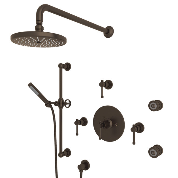 Campo Thermostatic Shower Package - Tuscan Brass with Industrial Metal Lever Handle | Model Number: CMKIT27IL-TCB - Product Knockout