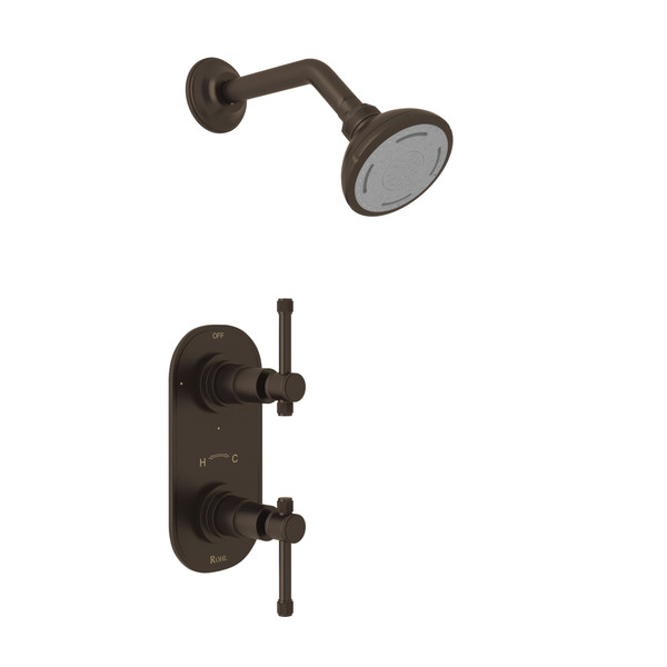 Campo Thermostatic Shower Package - Tuscan Brass with Industrial Metal Lever Handle | Model Number: CMKIT51IL-TCB - Product Knockout
