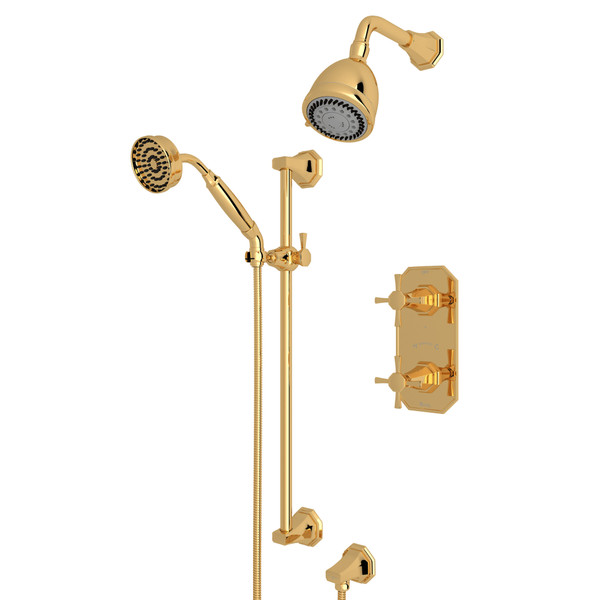 Deco Thermostatic Shower Package - English Gold with Cross Handle | Model Number: U.KIT56X-EG - Product Knockout