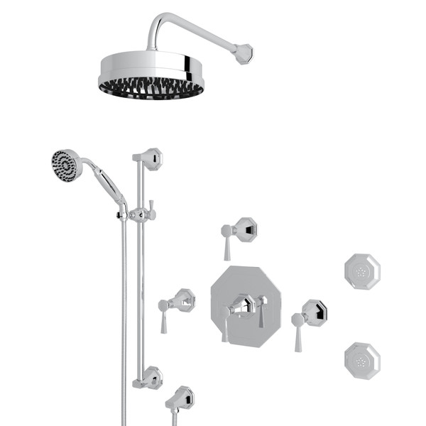 Deco Thermostatic Shower Package - Polished Chrome with Metal Lever Handle | Model Number: U.KIT58LS-APC - Product Knockout