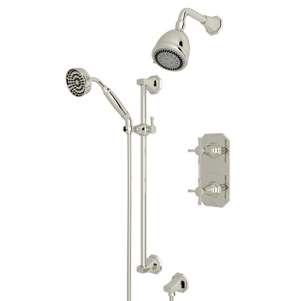 Deco Thermostatic Shower Package - Polished Nickel with Cross Handle | Model Number: U.KIT56X-PN - Product Knockout