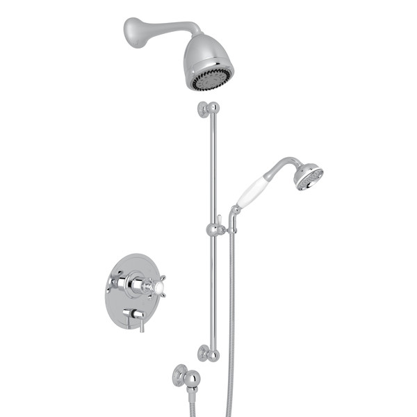 Edwardian Pressure Balance Shower Package - Polished Chrome with Cross Handle | Model Number: U.KIT240NX-APC - Product Knockout