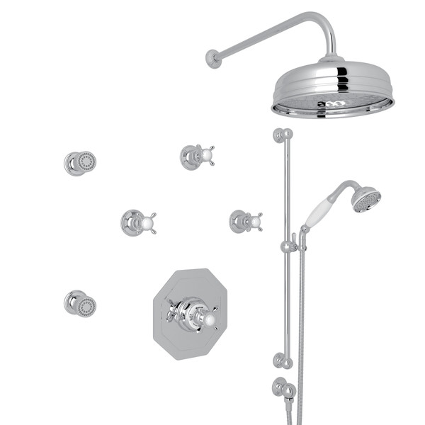 Edwardian Thermostatic Shower Package - Polished Chrome with Cross Handle | Model Number: U.KIT37X-APC - Product Knockout
