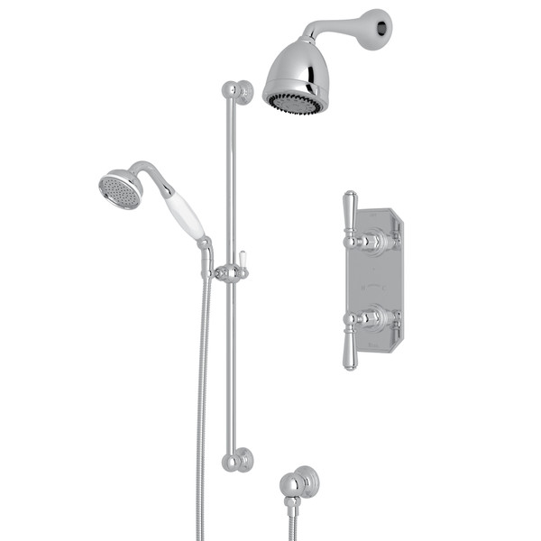 Edwardian Thermostatic Shower Package - Polished Chrome with Metal Lever Handle | Model Number: U.KIT52L-APC - Product Knockout
