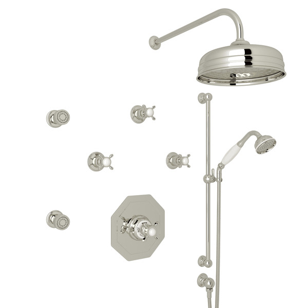 Edwardian Thermostatic Shower Package - Polished Nickel with Cross Handle | Model Number: U.KIT37X-PN - Product Knockout