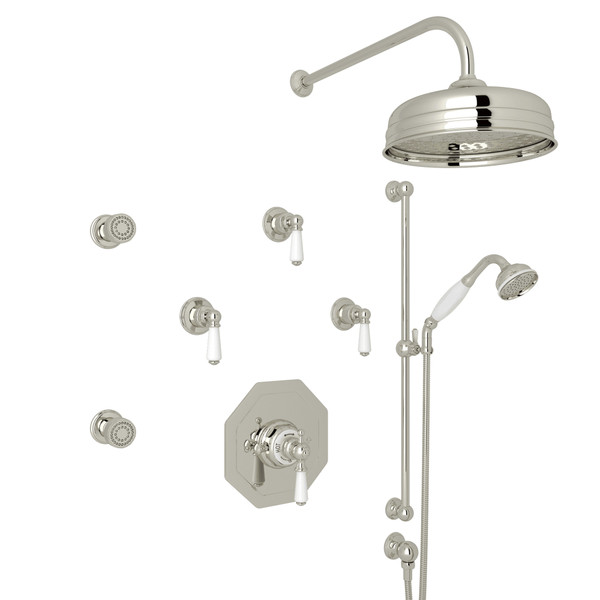 Edwardian Thermostatic Shower Package - Polished Nickel with Metal Lever Handle | Model Number: U.KIT37L-PN - Product Knockout