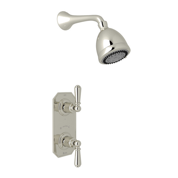 Edwardian Thermostatic Shower Package - Polished Nickel with Metal Lever Handle | Model Number: U.KIT53L-PN - Product Knockout