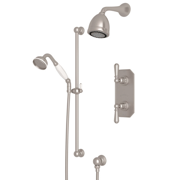 Edwardian Thermostatic Shower Package - Satin Nickel with Metal Lever Handle | Model Number: U.KIT52L-STN - Product Knockout