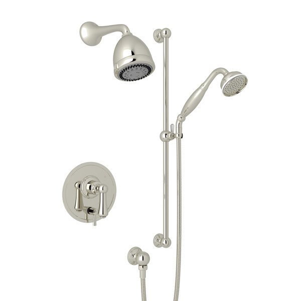 Georgian Era Pressure Balance Shower Package - Polished Nickel with Metal Lever Handle | Model Number: U.KIT680NLS-PN - Product Knockout