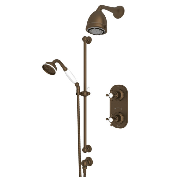 Georgian Era Thermostatic Shower Package - English Bronze with Cross Handle | Model Number: U.KIT72X-EB - Product Knockout
