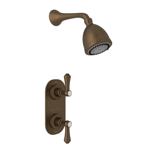 Georgian Era Thermostatic Shower Package - English Bronze with White Porcelain Lever Handle | Model Number: U.KIT73LS-EB - Product Knockout