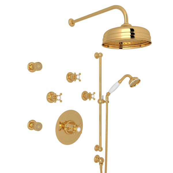 Georgian Era Thermostatic Shower Package - English Gold with Cross Handle | Model Number: U.KIT77X-EG - Product Knockout