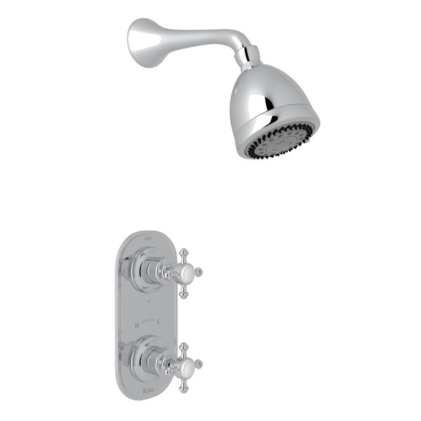Georgian Era Thermostatic Shower Package - Polished Chrome with Cross Handle | Model Number: U.KIT73X-APC - Product Knockout