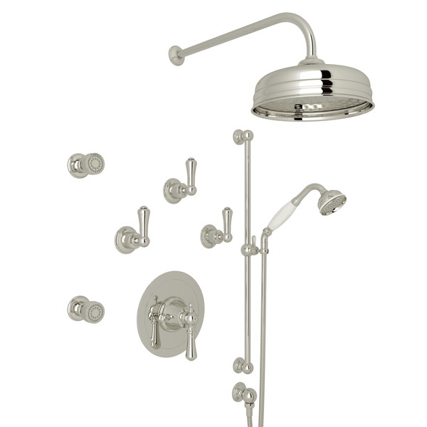 Georgian Era Thermostatic Shower Package - Polished Nickel with Metal Lever Handle | Model Number: U.KIT77LS-PN - Product Knockout