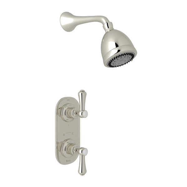Georgian Era Thermostatic Shower Package - Polished Nickel with White Porcelain Lever Handle | Model Number: U.KIT73LS-PN - Product Knockout