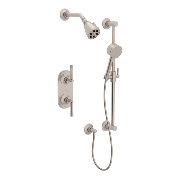 Graceline Thermostatic Shower Package - Satin Nickel with Metal Lever Handle | Model Number: MBKIT25LMSTN - Product Knockout