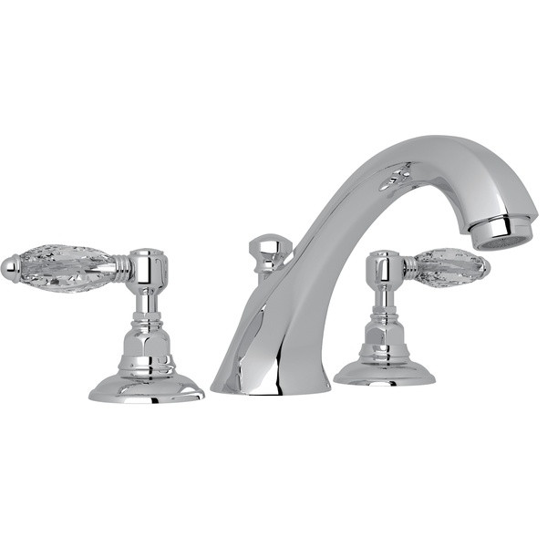 Hex 3-Hole Deck Mount Spout Tub Filler - Polished Chrome with Crystal Metal Lever Handle | Model Number: A1884LCAPC - Product Knockout