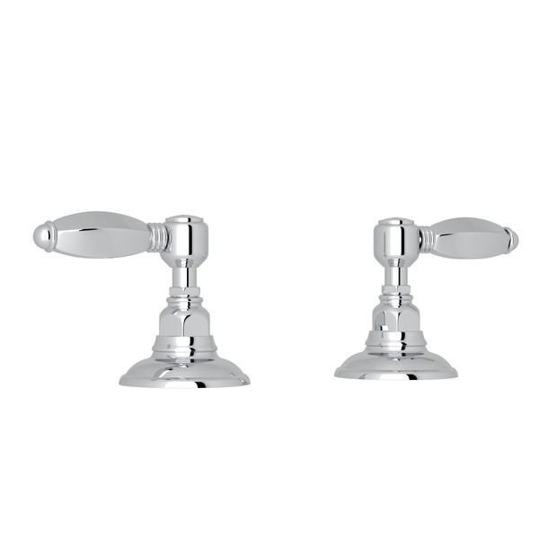 Hex Set of Hot and Cold 3/4 Inch Sidevalves - Polished Chrome with Metal Lever Handle | Model Number: A7422LHAPC - Product Knockout