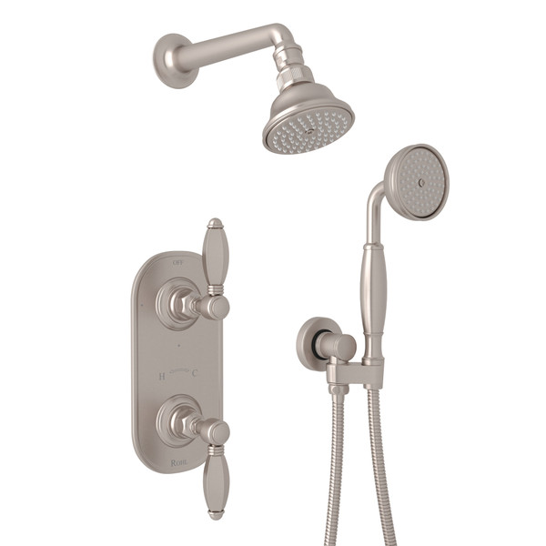 Hex Thermostatic Shower Package - Satin Nickel with Metal Lever Handle | Model Number: AKIT55ELH-STN - Product Knockout