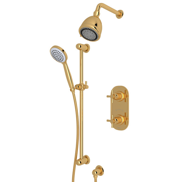 Holborn Thermostatic Shower Package - English Gold with Cross Handle | Model Number: U.KIT85X-EG - Product Knockout