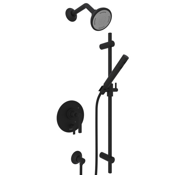 Lombardia Pressure Balance Shower Package - Matte Black with Metal Lever Handle | Model Number: LOKIT230NLM-MB - Product Knockout