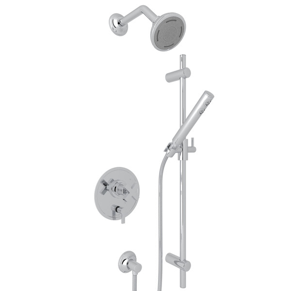 Lombardia Pressure Balance Shower Package - Polished Chrome with Cross Handle | Model Number: LOKIT230NXM-APC - Product Knockout