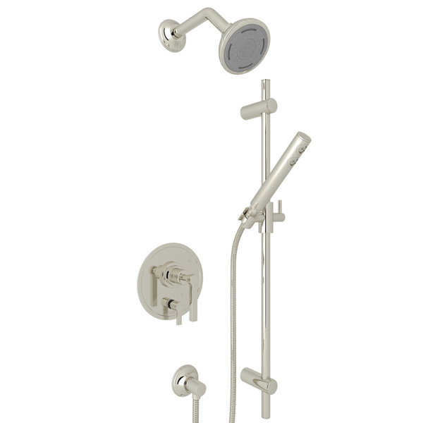 Lombardia Pressure Balance Shower Package - Polished Nickel with Metal Lever Handle | Model Number: LOKIT230NLM-PN - Product Knockout