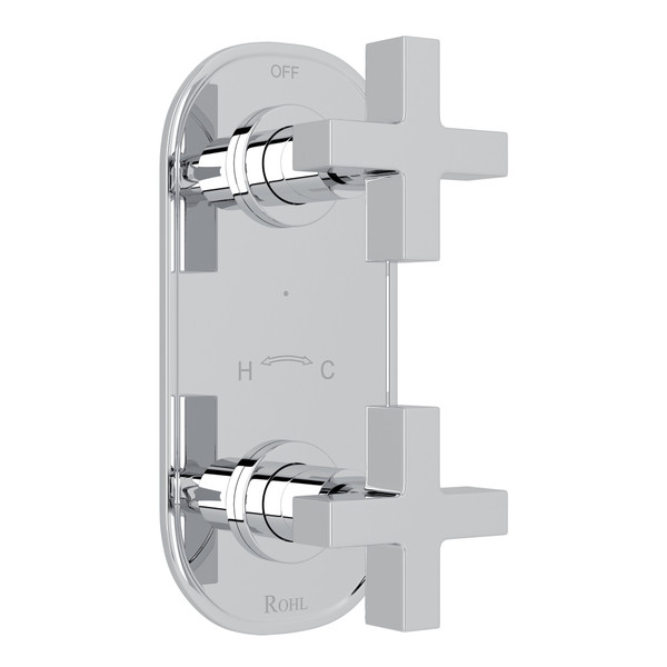 Pirellone 1/2 Inch Thermostatic and Diverter Control Trim - Polished Chrome with Cross Handle | Model Number: BA390X-APC/TO - Product Knockout