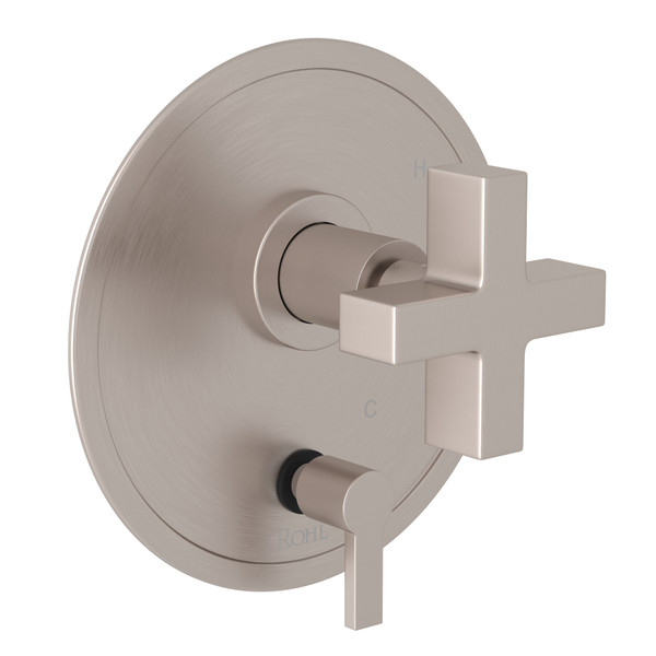 Pirellone Pressure Balance Trim with Diverter - Satin Nickel with Cross Handle | Model Number: BA210NX-STN - Product Knockout