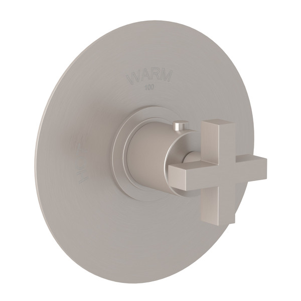 Pirellone Thermostatic Trim Plate without Volume Control - Satin Nickel with Cross Handle | Model Number: BA720X-STN/TO - Product Knockout