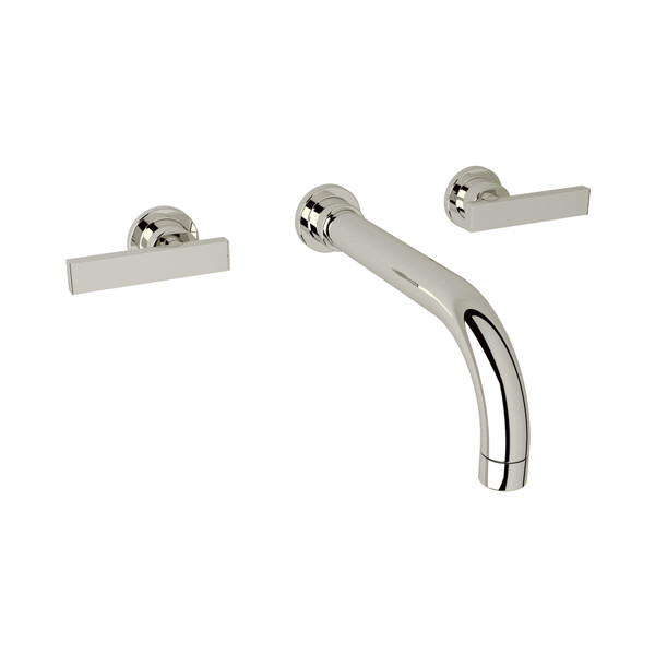 Pirellone Wall Mount Widespread Bathroom Faucet - Polished Nickel with Metal Lever Handle | Model Number: BA351L-PN/TO-2 - Product Knockout