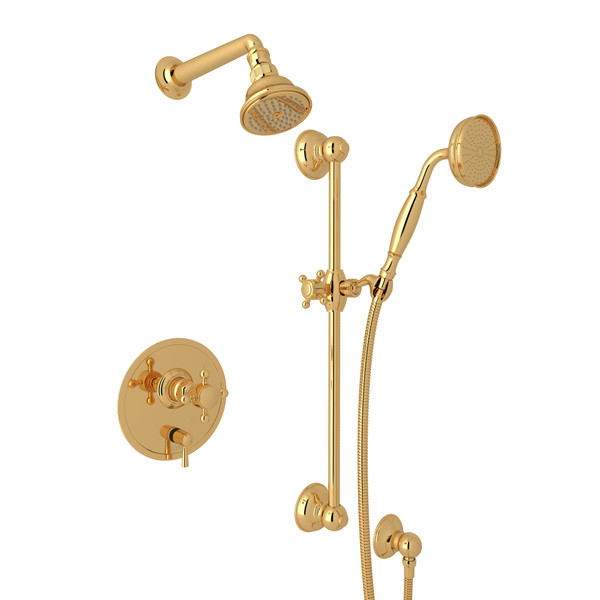 Pressure Balance Shower Package - Italian Brass with Cross Handle | Model Number: AKIT300ENXM-IB - Product Knockout